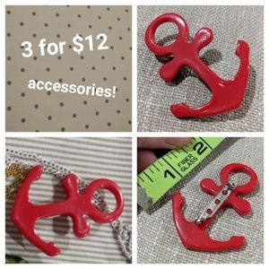🌷3 for 12 accessory bundle🌷red anchor brooch